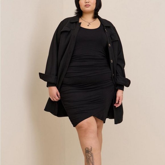 ❤️NWT VINTAGE TORRID MIDI DRESS CINCHED RUCHED BODYCON SUPER SOFT KNIT PLUS SIZE - Picture 7 of 12